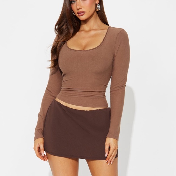 Elegant Brown Fashion Nova Long Sleeve Top - Picture 3 of 3